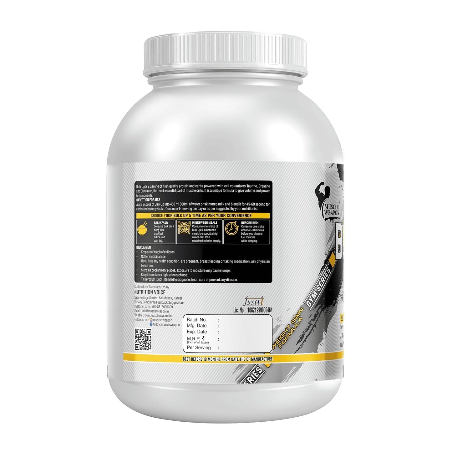 Muscle Weapon Bulk Up 5 Mass Gainer 2.5kg | High Protein Mass Gainer