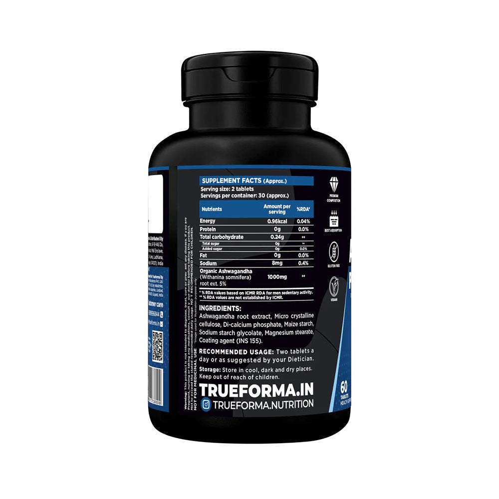 TrueForma Ashwa Pure 1000 | KSM-66 Ashwagandha 60 Tablets