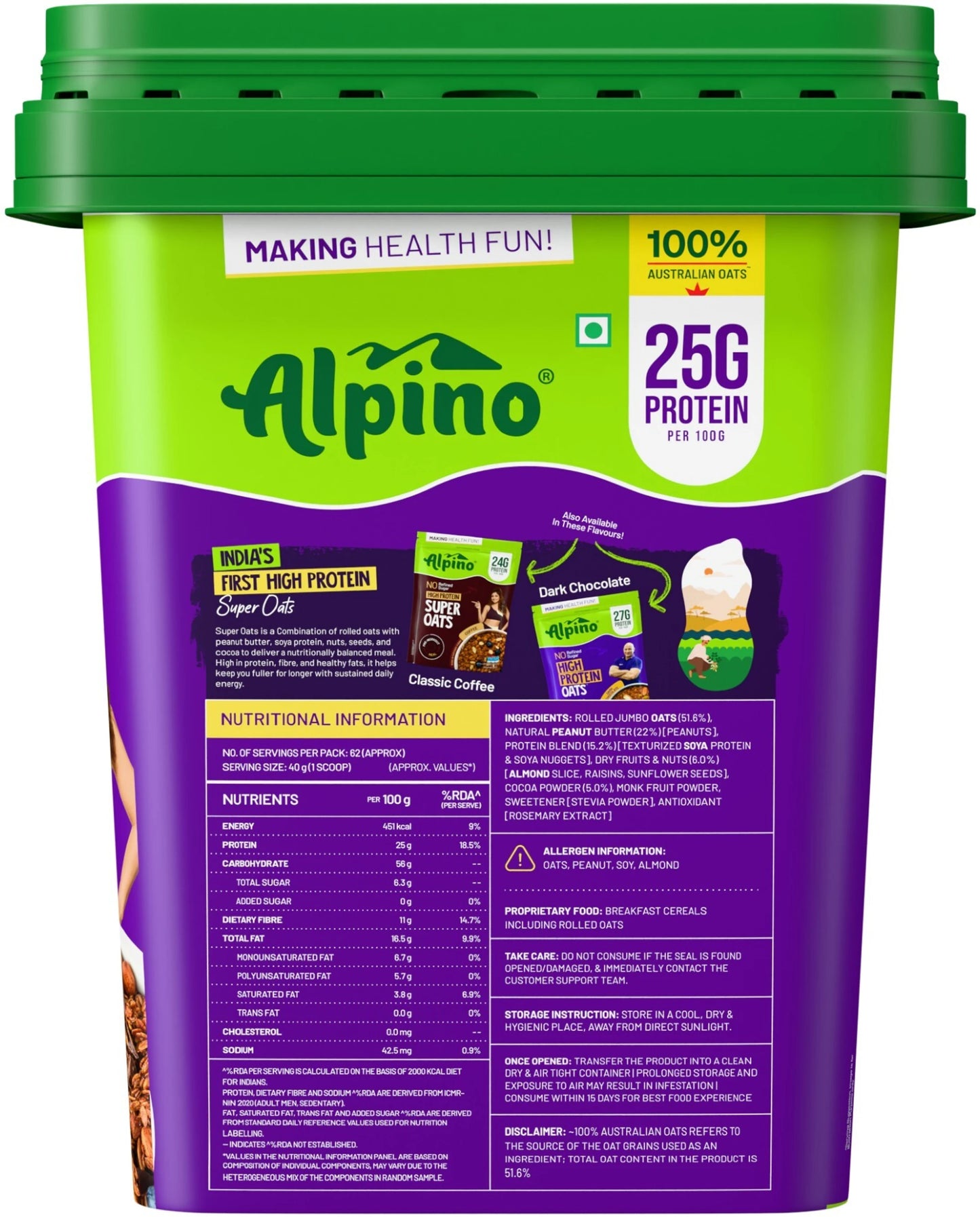 Alpino High Protein Super Oats Chocolate 2.5kg