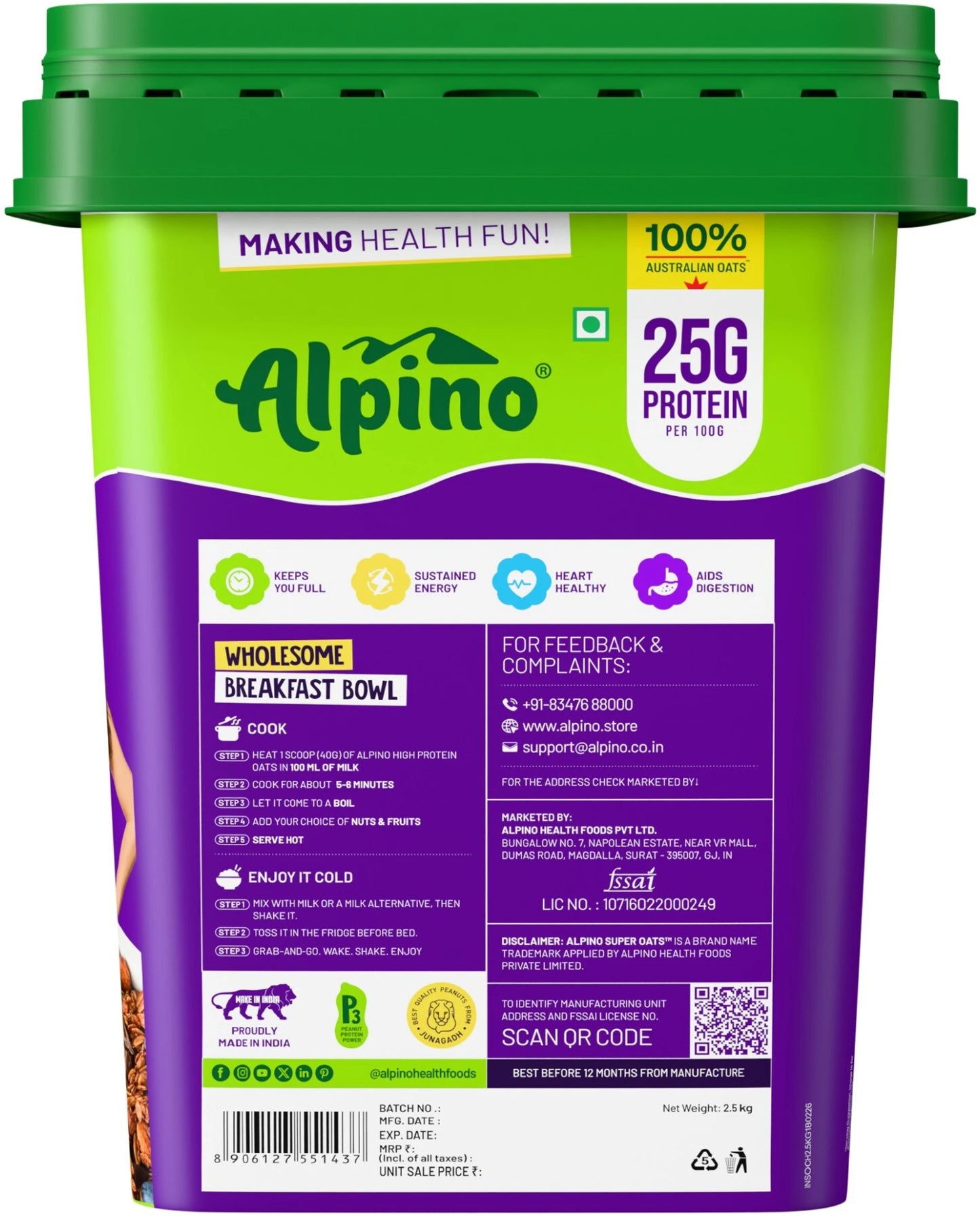 Alpino High Protein Super Oats Chocolate 2.5kg