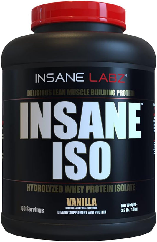 Insane Labz Insane ISO Hydrolyzed Whey Protein Isolate - 4.4 lb - Vanilla, 60 Servings
