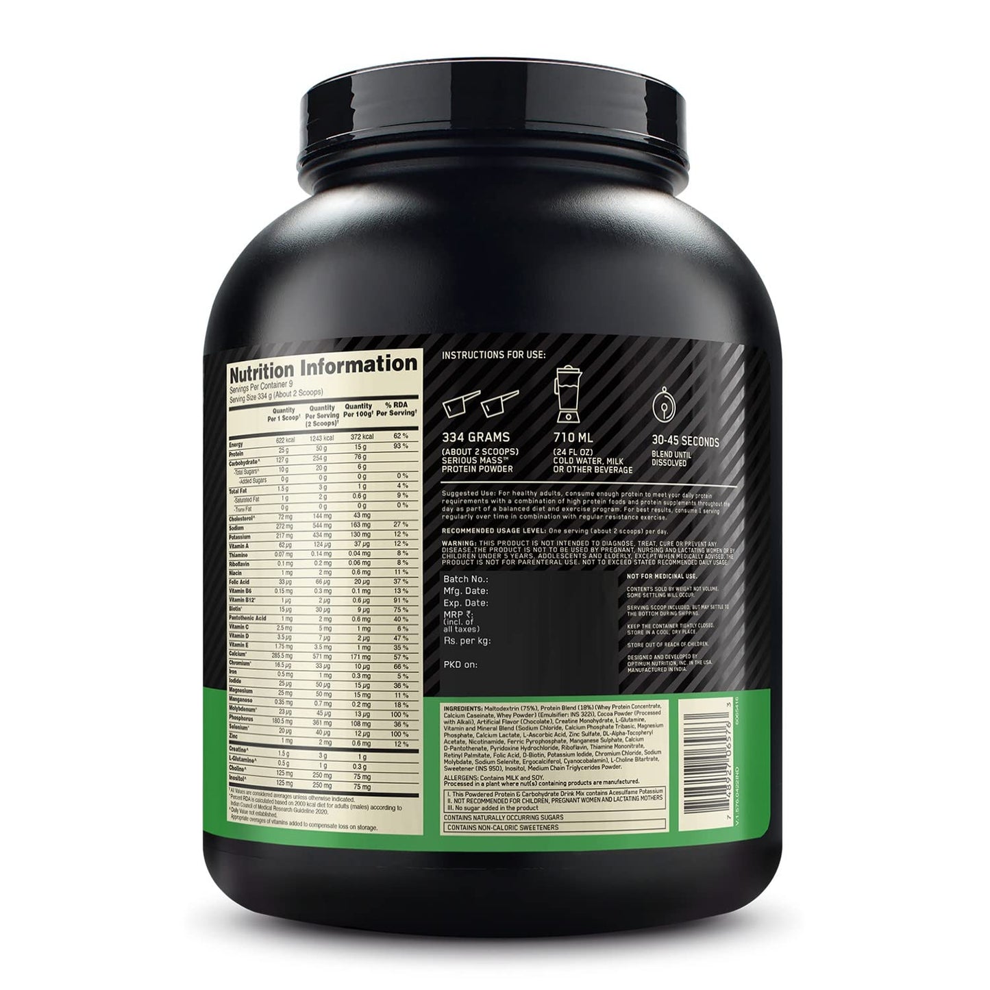 Optimum Nutrition Serious Mass 3kg | Weight Gainer