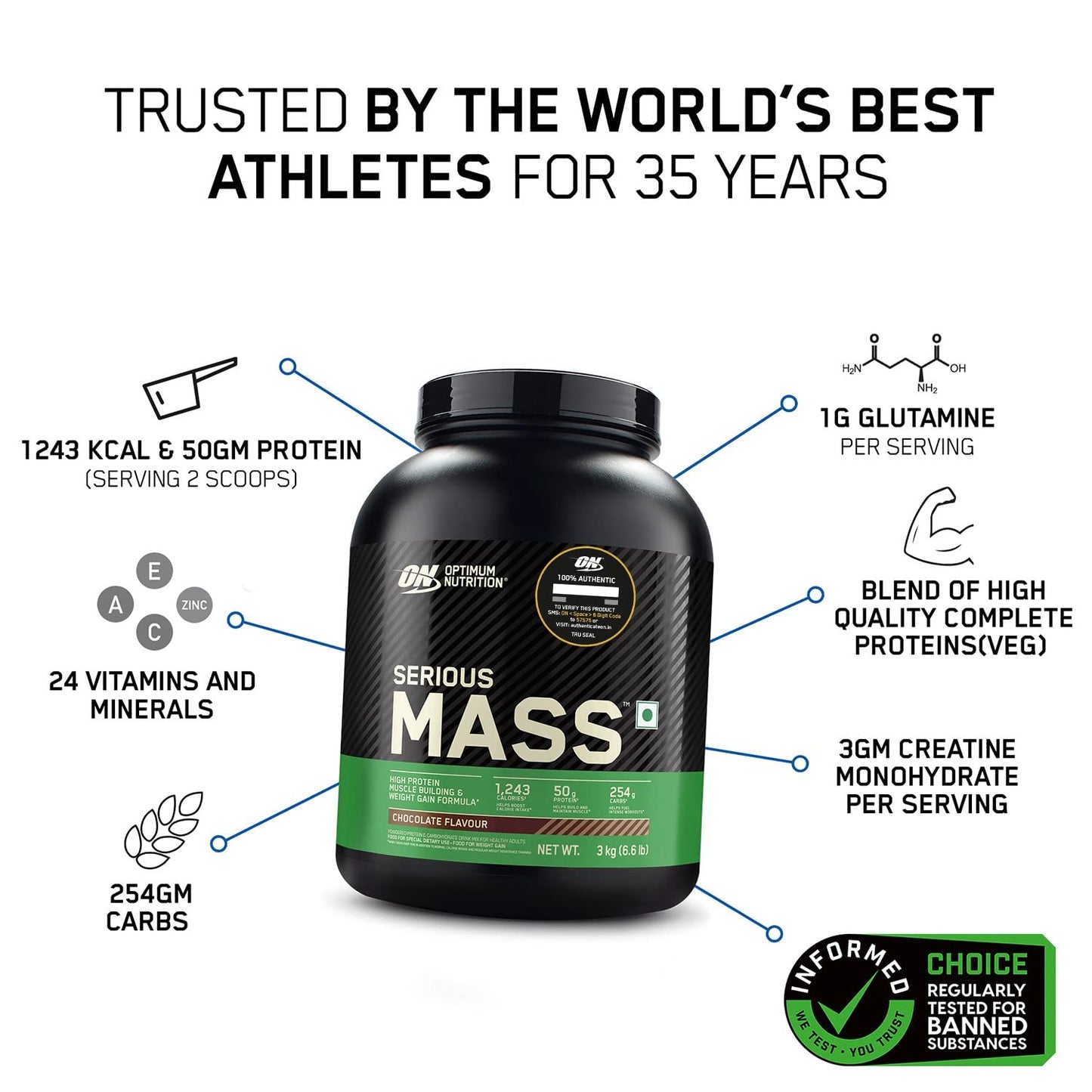 Optimum Nutrition Serious Mass 3kg | Weight Gainer
