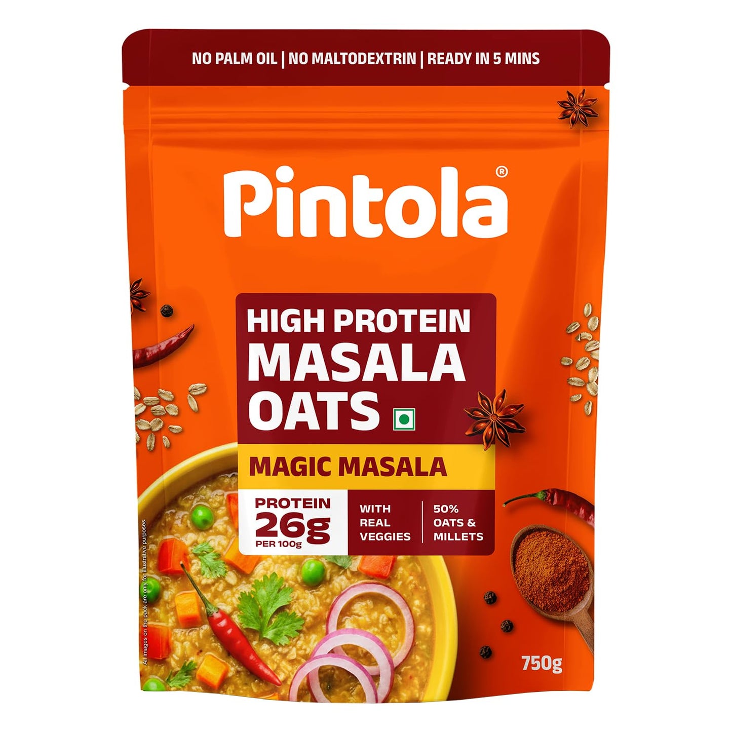Pintola 26g High Protein Masala Oats 750g
