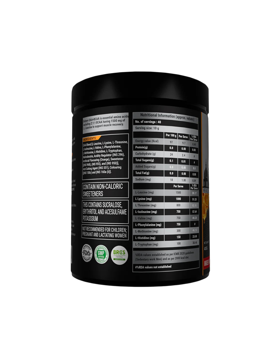 BritPro London EAA + BCAA Powder 40 Servings