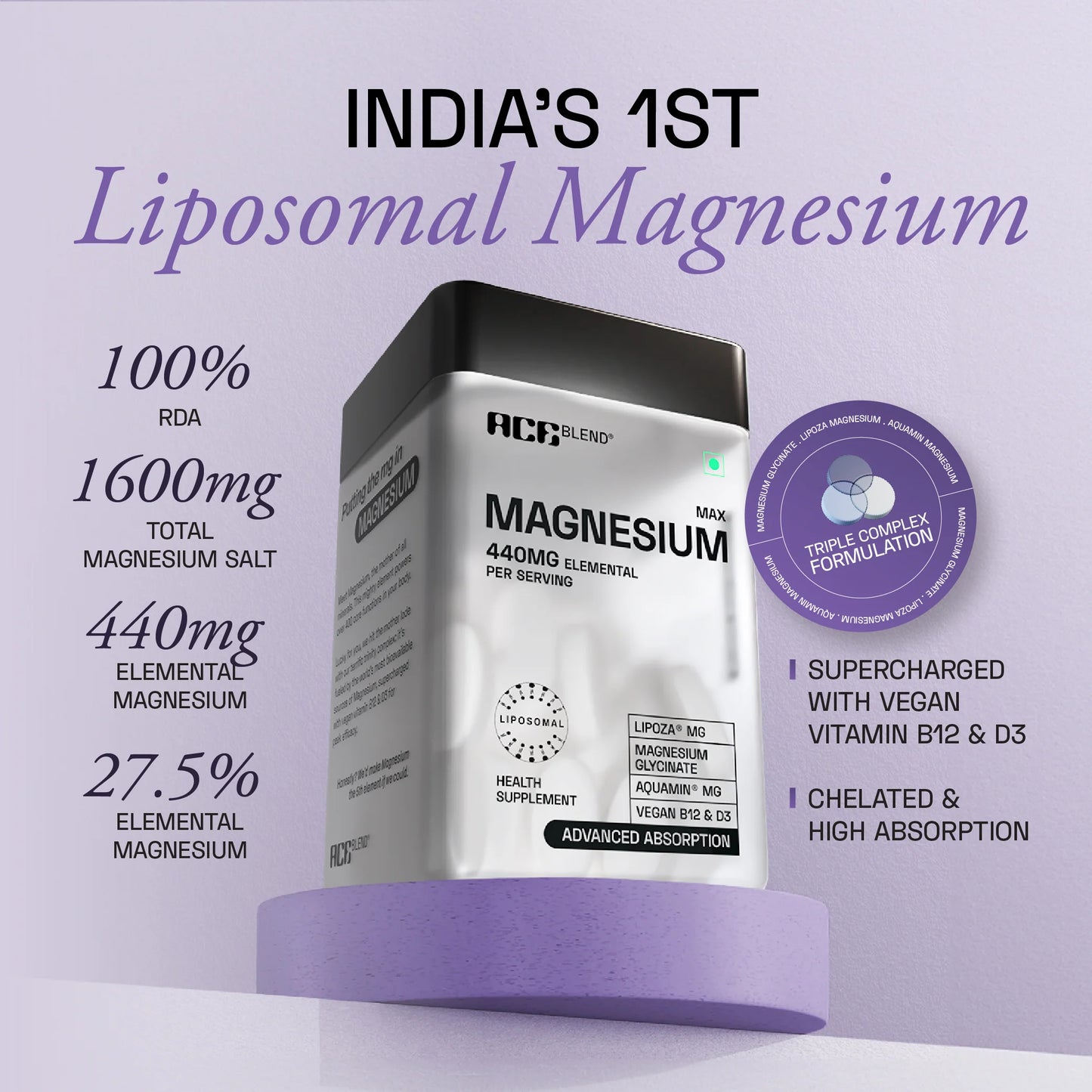 Ace Blend Max Magnesium | Triple Magnesium Complex - 60 Tablets