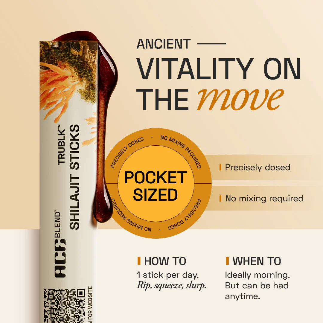 Ace Blend TRUBLK™ Shilajit Sticks | Energy & Vitality - Pack Of 30