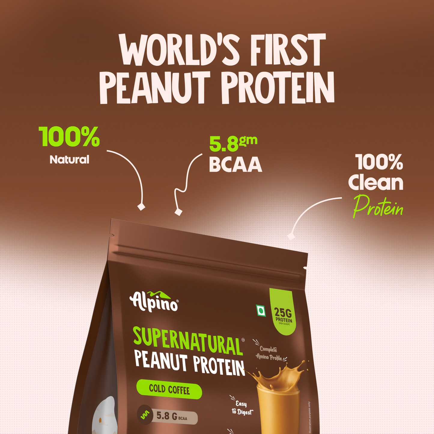 Alpino Supernatural Peanut Protein Powder - 1Kg