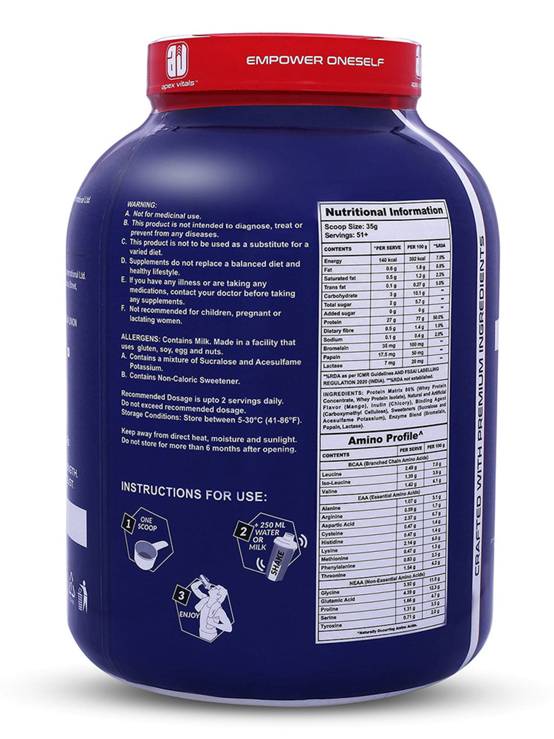 Apex Vitals Whey Isolate 4lbs | Grass-Fed Protein
