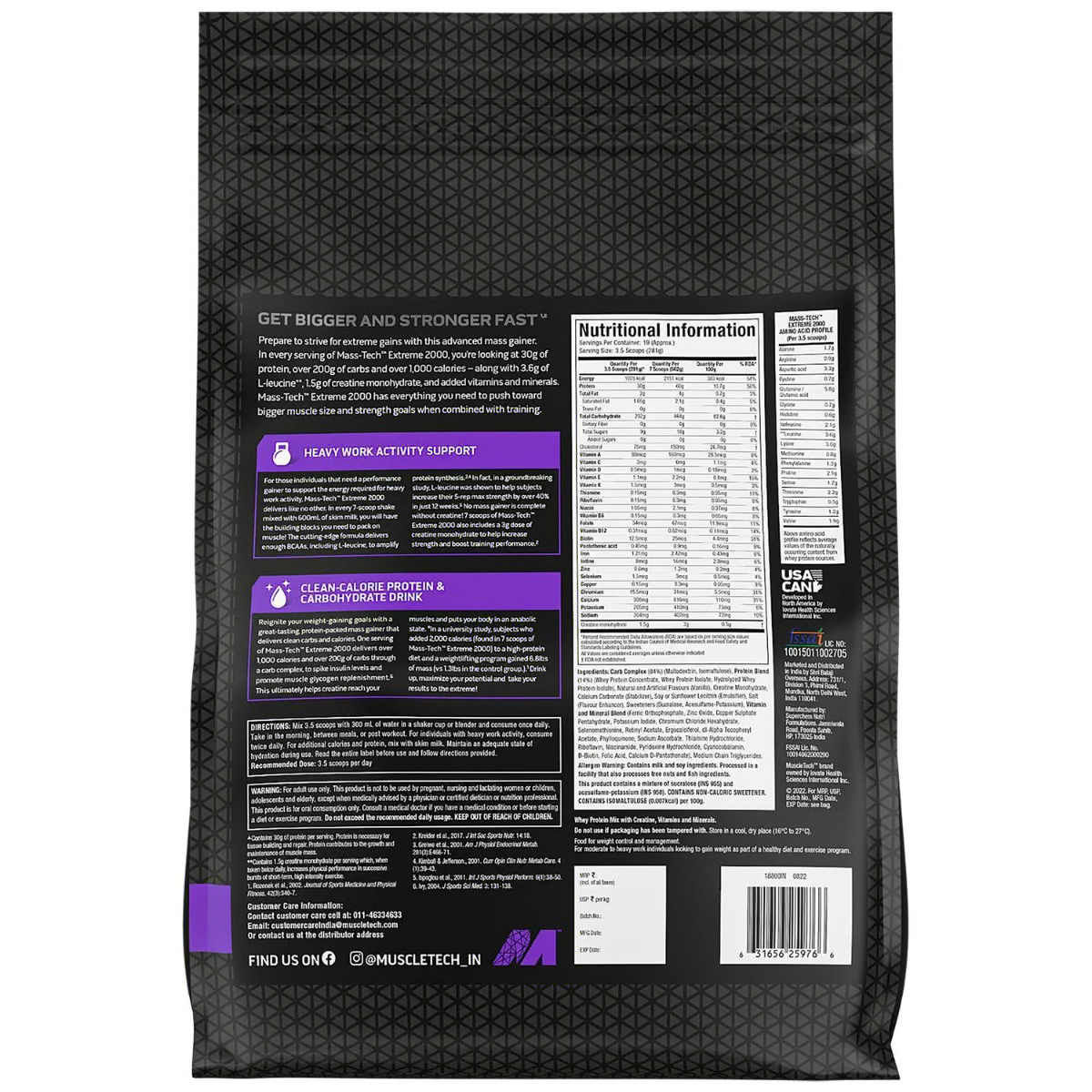 MuscleTech Mass-Tech Extreme 2000 3kg | Weight Gainer