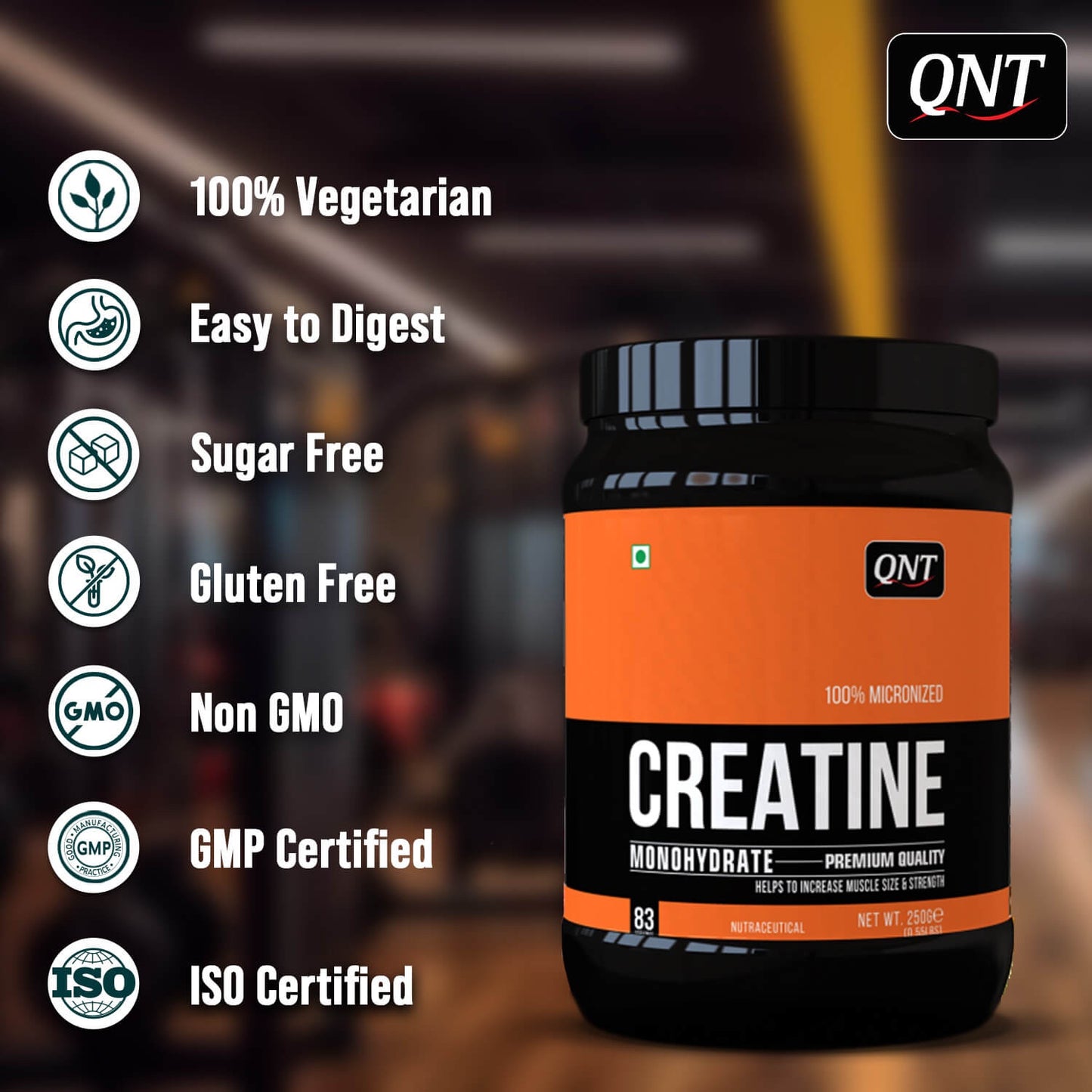 QNT Creatine Monohydrate 250g | 83 Servings