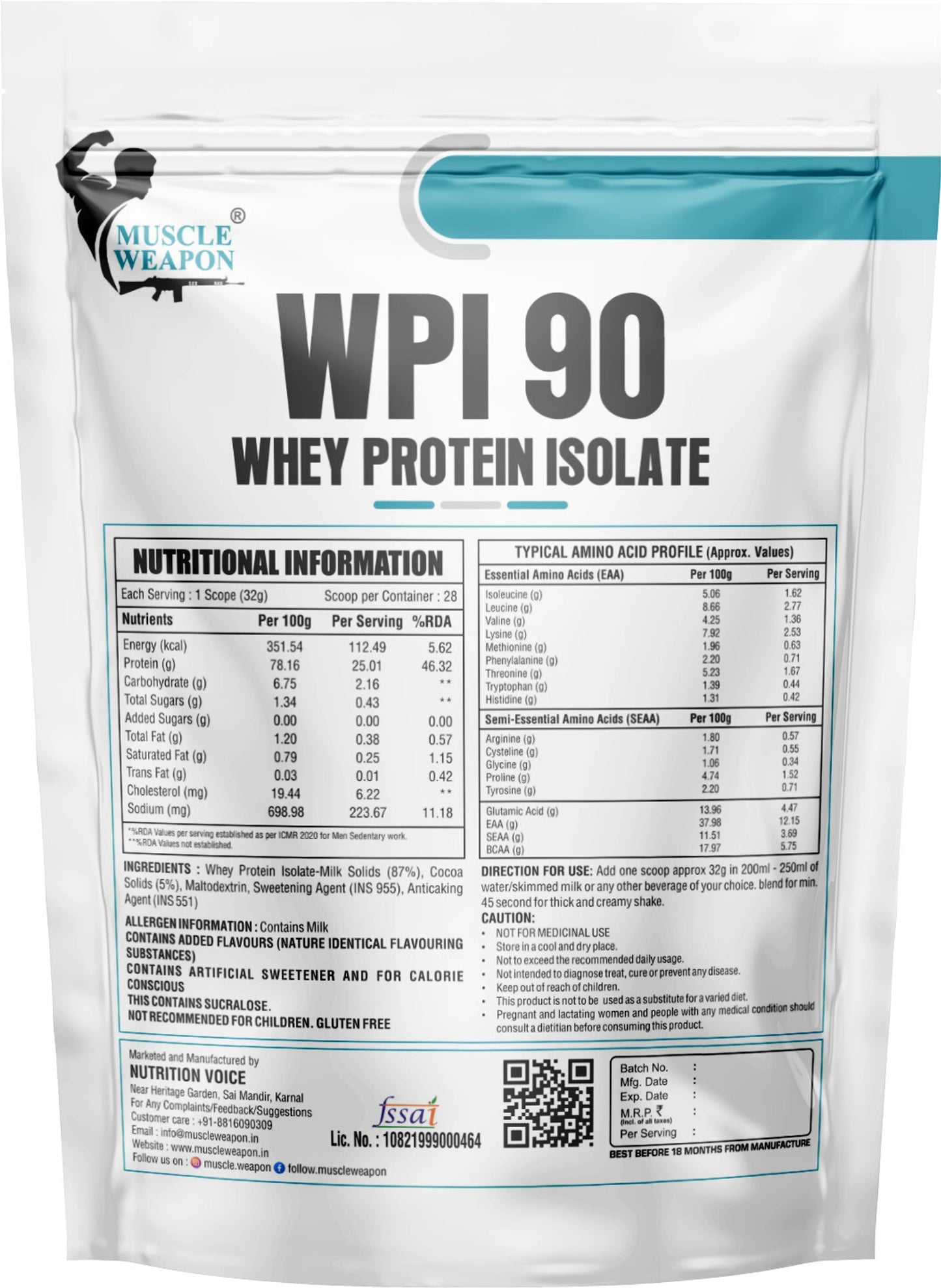 Muscle Weapon 90% Whey Isolate Protein 2lbs - Kesar Kulfi